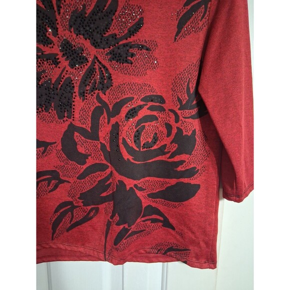Women's Onque Casual 3/4 Sleeve Red Studded Top Blouse Size S - Picture 6 of 7